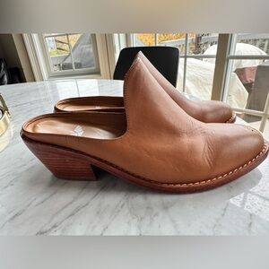 Tan Leather Women's Mules. 38